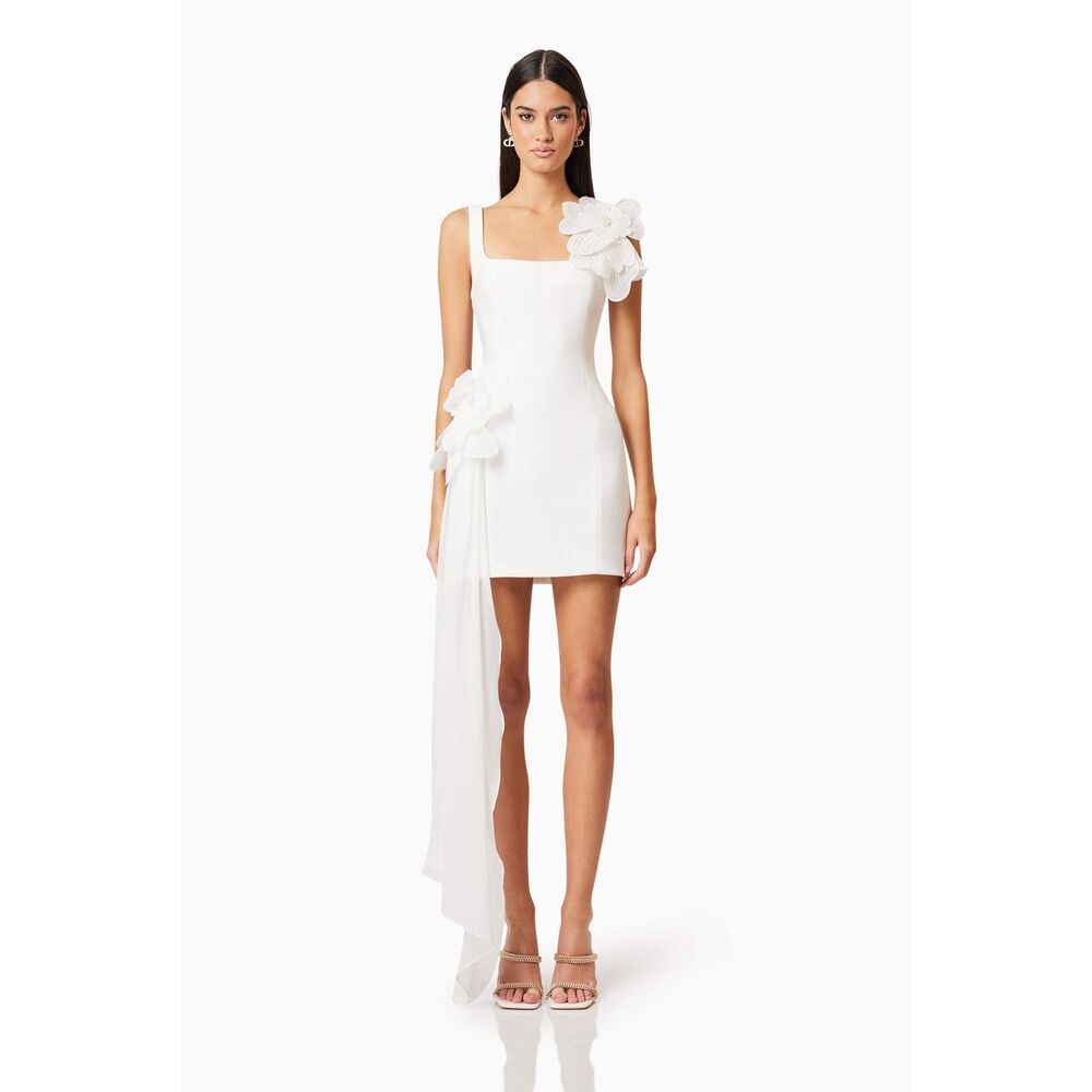 ELLIATT Janelle Party Mini Dress In White Bachelorette Bridal Wedding size M NWT - Picture 4 of 11